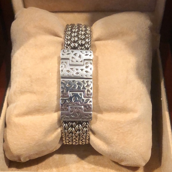 LOIS HILL Watch Sterling Silver Thai Weave Bracelet Blue Face Watch - Picture 3 of 13